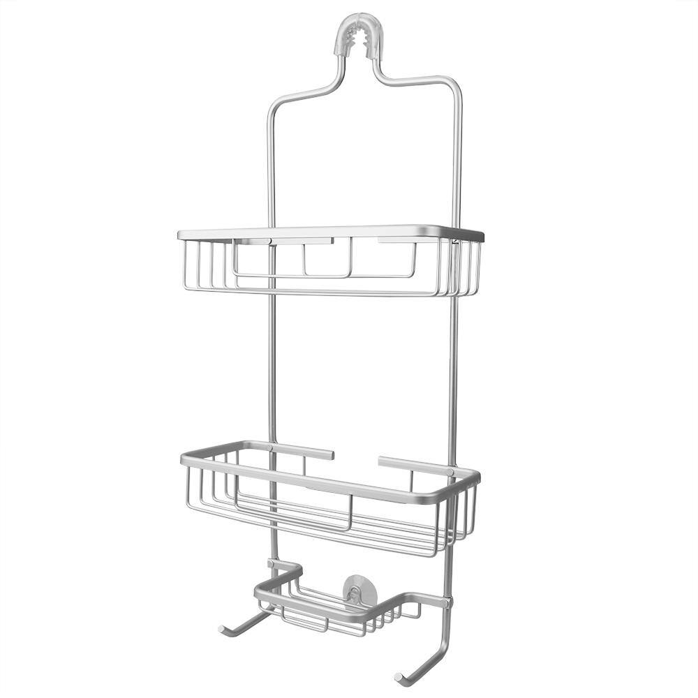 Home Basics Unity 2 Tier Shower Caddy with Bottom Hooks and Center Soap Dish  Tray, SHOWER