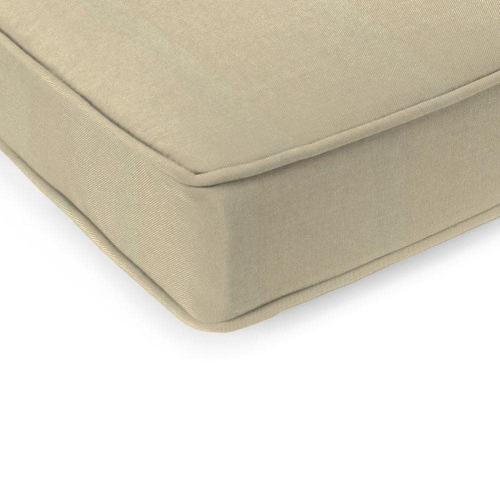 Pebble Beige Canvas Outdoor Bench Cushion with Ties and Welt, 47" x 17"