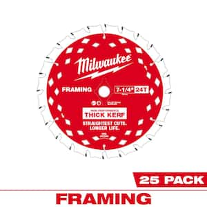 7-1/4 in. x 24-Tooth Thick Kerf Framing Circular Saw Blade (25-Pack)