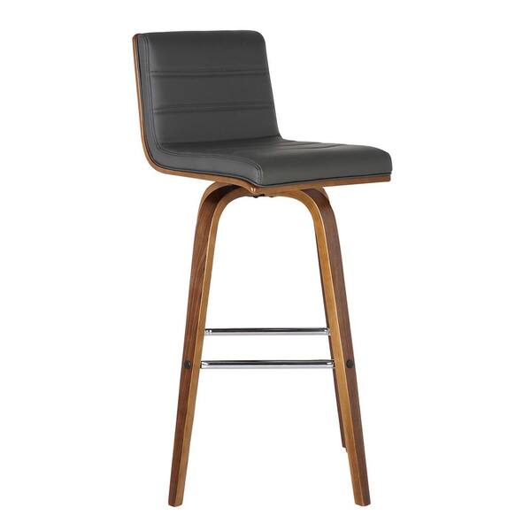 Armen Living Vienna 26 in. Bar Stool in Walnut Wood with Grey Pu