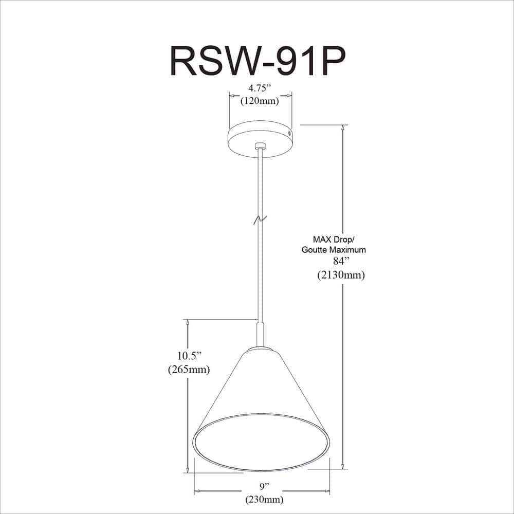 Roswell 9'' Matte Black Transitional Pendant with Clear Glass