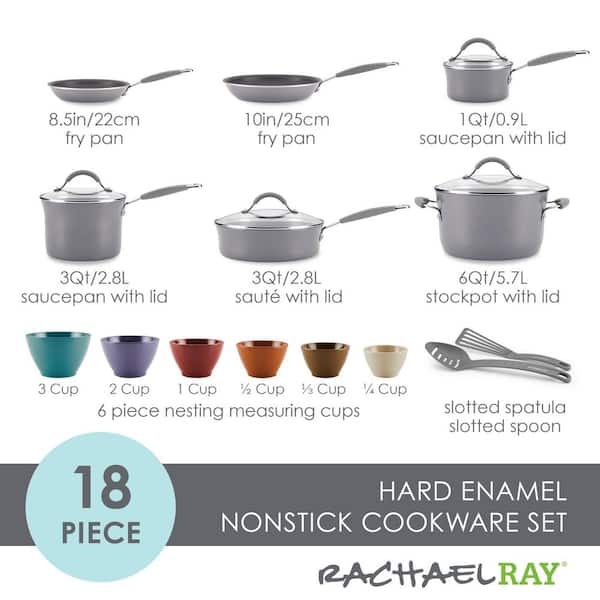 Rachael Ray Cucina Hard Porcelain Enamel Nonstick Cookware Set, 12-Piece