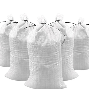 14 in. x 26 in. White Woven Sand Bags with Tie String (100-Pack)