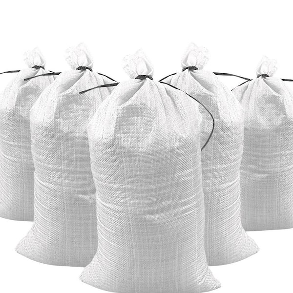 DURASACK 14 in. x 26 in. White Woven Sand Bags with Tie String (100 ...