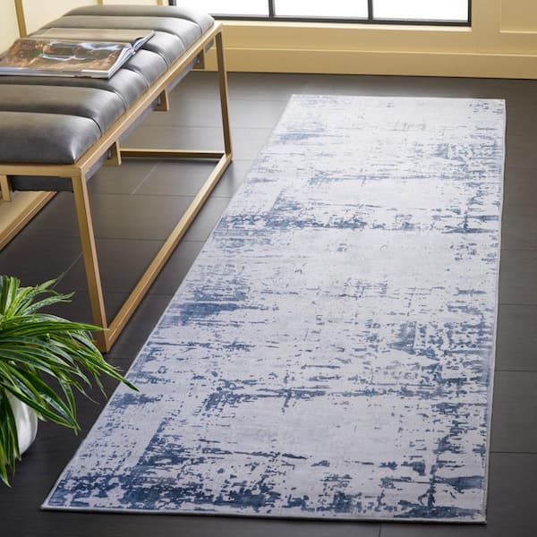 Tacoma Gray/Navy 3 ft. x 8 ft. Marble Runner Rug