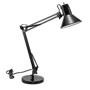 17 in. Black Desk Lamp with Metal Swing Arm