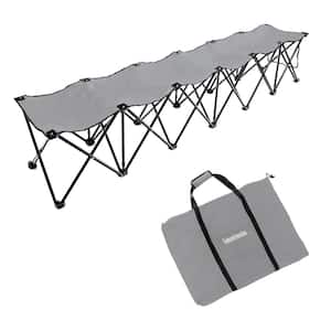 Portable 6-Seater Folding Team Sports Sideline Bench (Grey)