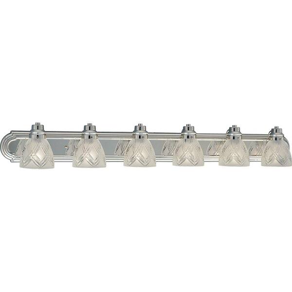 Progress Lighting Crystal Cut Glass Collection 6-Light Chrome Vanity Fixture