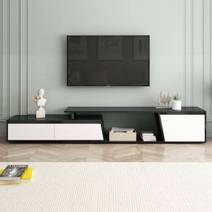 Modern Black TV Stand Fits TV's Up to 100 in. with 2 Drawers and 1 Cabinet