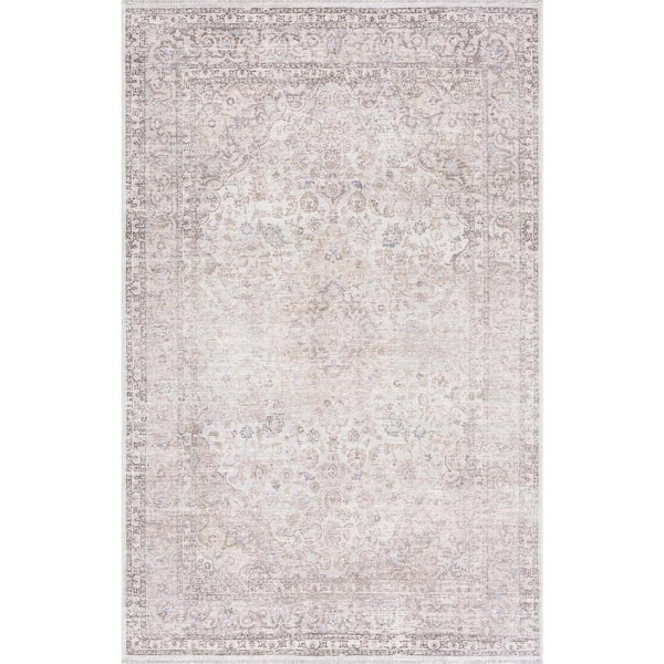 HOLI Beige Slate Blue Cream 8 ft. x 10 ft. Area Rug