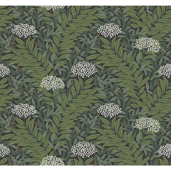 RIFLE PAPER CO. Highgrove Black Green Metallic Non-Pasted Wallpaper