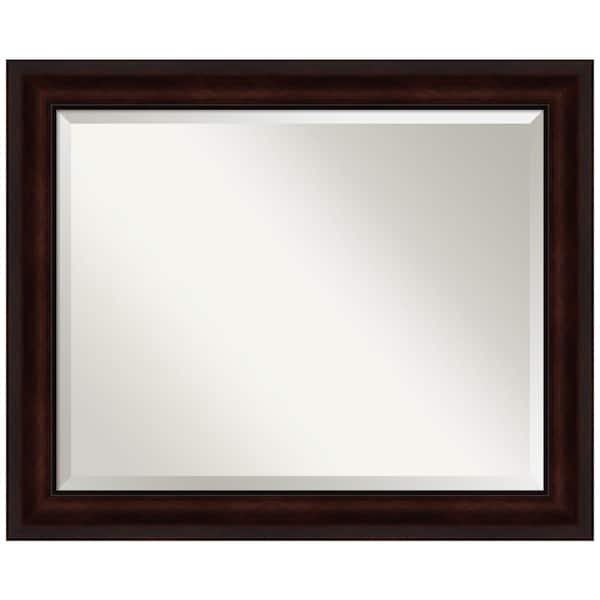 Amanti Art Medium Rectangle Coffee Bean Brown Beveled Glass Casual Mirror (27.25 in. H x 33.25 in. W)