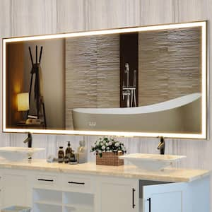 72 in. W x 32 in. H Oversized LED Bathroom Mirror Metal Framed Wall Mirror Full Length Mirror with 3 Color Lights