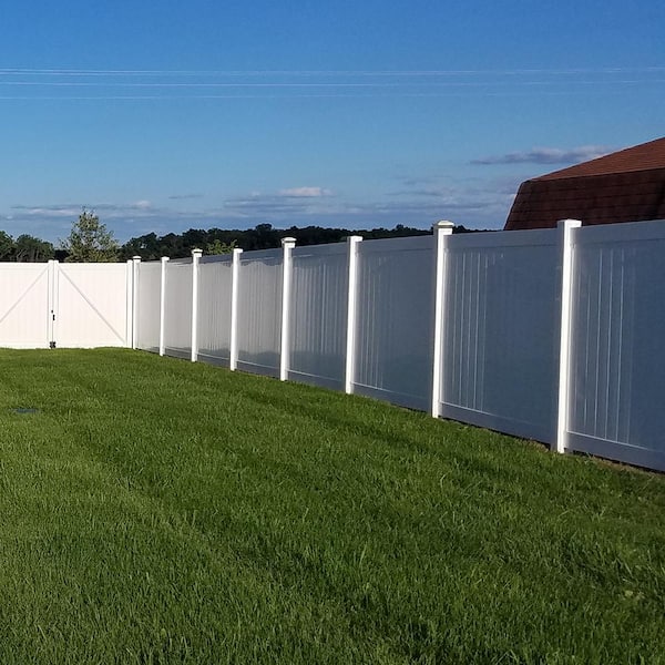 Weatherables 5 in. x 5 in. x 8 ft. White Vinyl Fence Blank Post