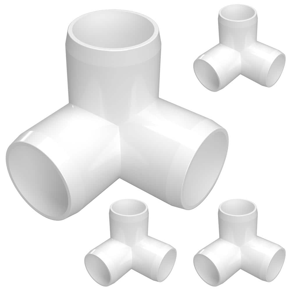 Formufit 1 in. Furniture Grade PVC 3-Way Elbow in White (4-Pack