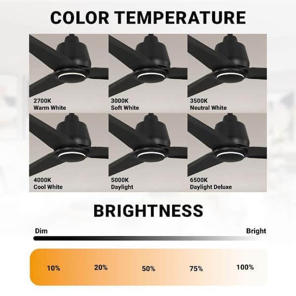 Sandro 56 in. Indoor/Outdoor Matte Black Ceiling Fan with Remote and LED Accent Ring Light