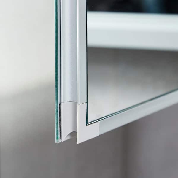 WELLFOR DH 19-in x 30-in Surface/Recessed Mount Black Mirrored Soft Close Medicine Cabinet