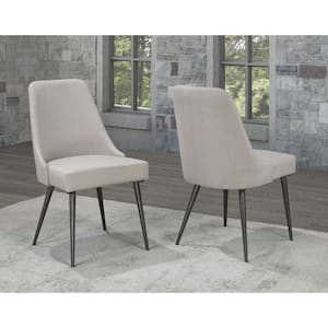 Celine Beige Fabric Dining Chair Set of 2