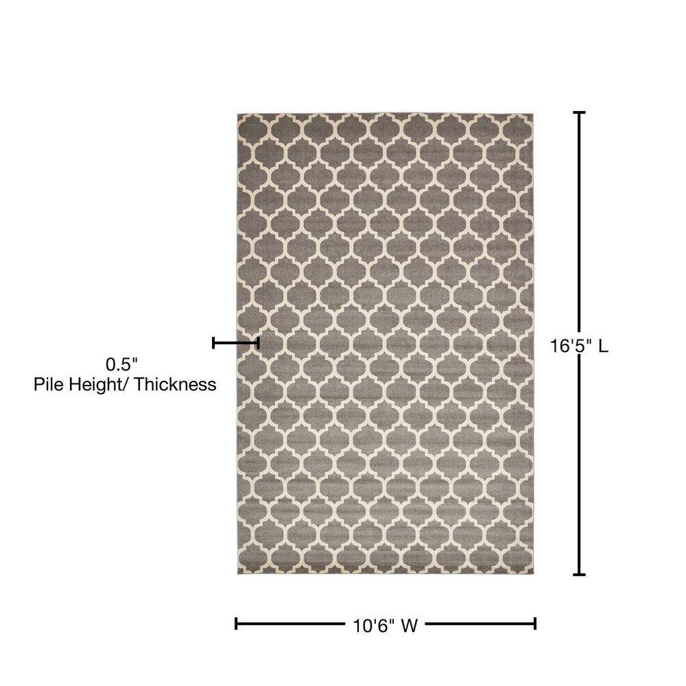 Elegant Dark Grey Trellis Rectangular Indoor Area Rug