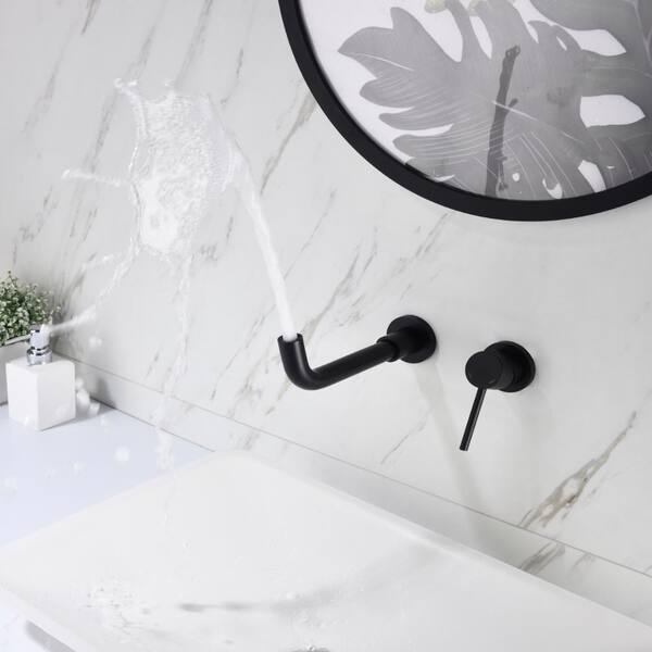 Flynama Wall Mounted Single Handle Bathroom Sink Faucet with Pop
