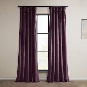 Winter Plum Velvet Rod Pocket Room Darkening Curtain - 50 in. W x 108 in. L Single Panel Window Velvet Curtain