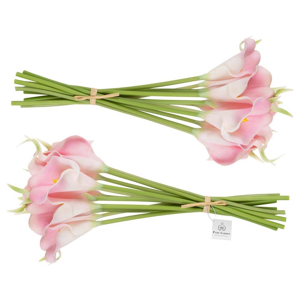 Coral Pink Artificial Lily Floral Arrangement with Tin Wire Stems