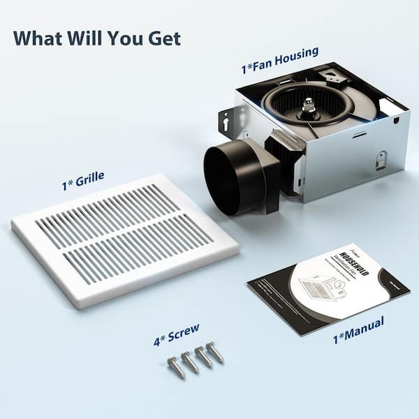 Amico 80 CFM Ceiling Mount Bathroom Exhaust Fan, 1.0 Sones Quiet