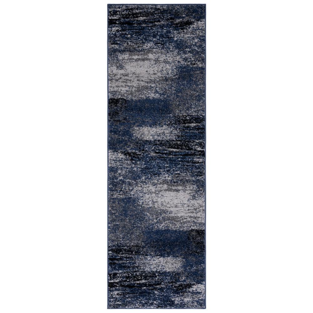 Distressed Runner Rugs SAFAVIEH Adirondack Gray/Blue 3 ft. x 12 ft. Solid Color Distressed ...