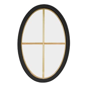 24 in. x 36 in. Oval Bronze 4-9/16 in. Jamb 4-Lite Grille Geometric Aluminum Clad Wood Window