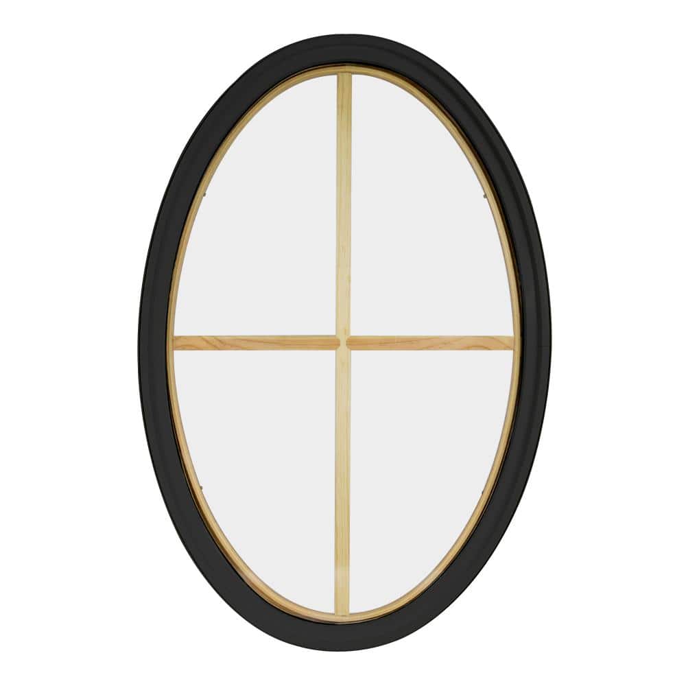 36 in. x 60 in. Oval Bronze 4-9/16 in. Jamb 2-1/4 in. Interior Trim 4-Lite Grille Geometric Aluminum Clad Wood Window price history on PriceWatchPro