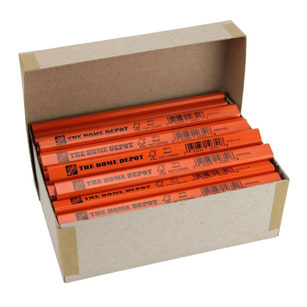72-Pack, Boxed Red Lead Home Depot Branded 100% FSC Carpenter Pencil Bulk