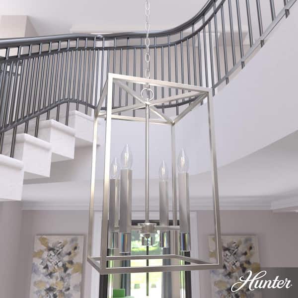 Hunter Sunjai 4-Light Brushed Nickel Lantern Pendant Light