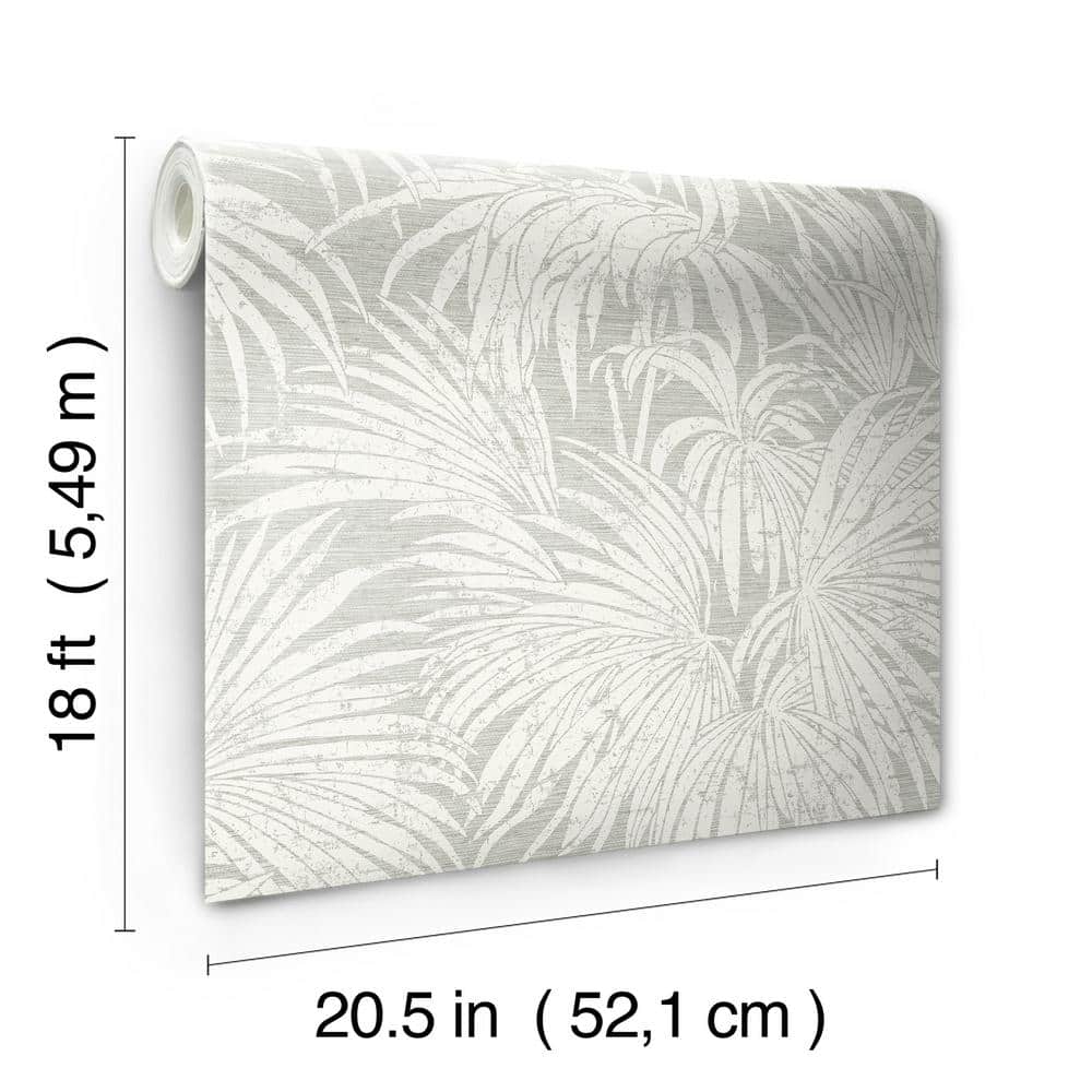 Neutral Grey Cassava Palm Vinyl Peel & Stick Wallpaper