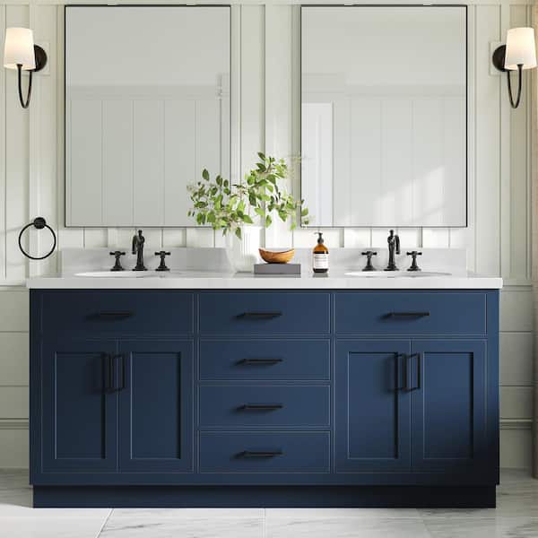 ARIEL Hepburn 72 in. W x 21.5 in. D x 34.5 in. H Bath Vanity Cabinet  without Top in Midnight Blue T072D-BC-MNB - The Home Depot