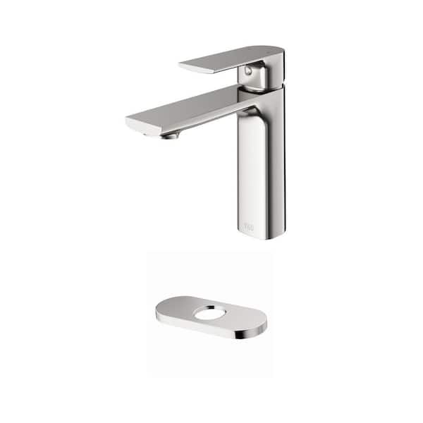 Davidson Single Handle Bathroom Faucet in Brushed Nickel with 5.5 in. Deck Plate (2-Piece Set)