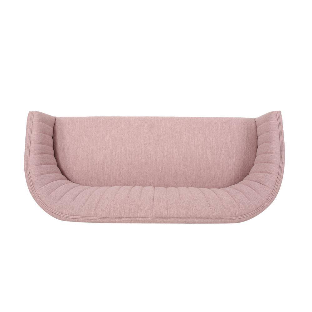 Mid-Century Tufted Fabric Loveseat with Curved Backrest, Brown