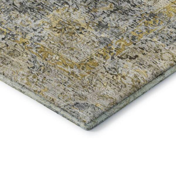 Mayfield Premium Machine Washable Abstract AMF2136 Pewter 3 ft. x 5 ft. Area Rug