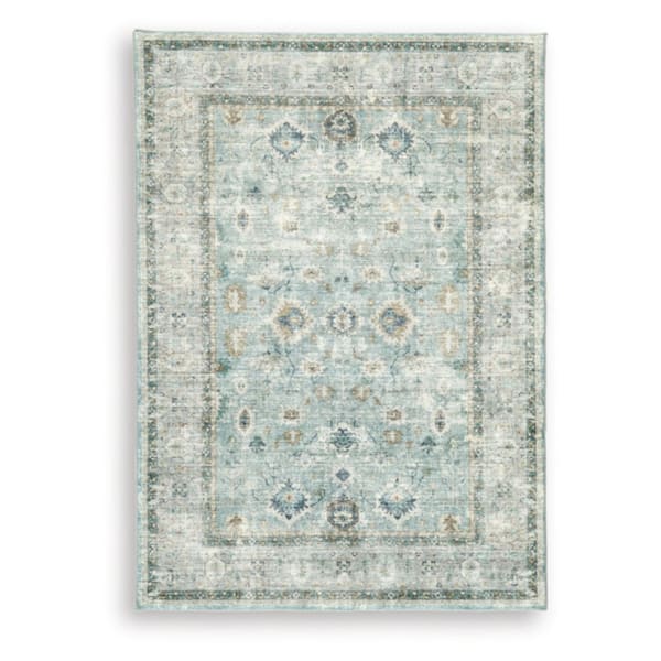 Ladstoney 5 ft. x  7 ft. Beige/Light Blue Botanical Area Rug