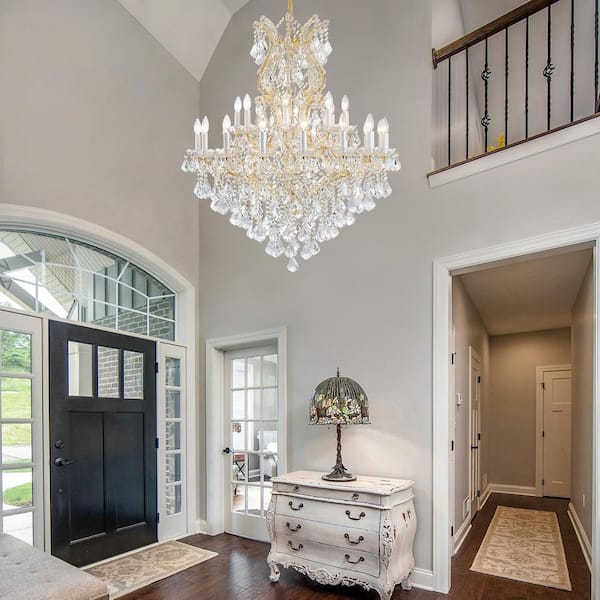 YUYI D35. 4in. 24-Light Modern Gold Candle Crystal Chandelier