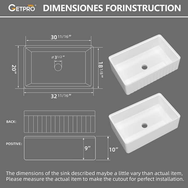 33 in. Drop-In/Undermount Workstation Dual Mount Single Bowl White Fireclay Farmhouse Kitchen Sink with Accessories