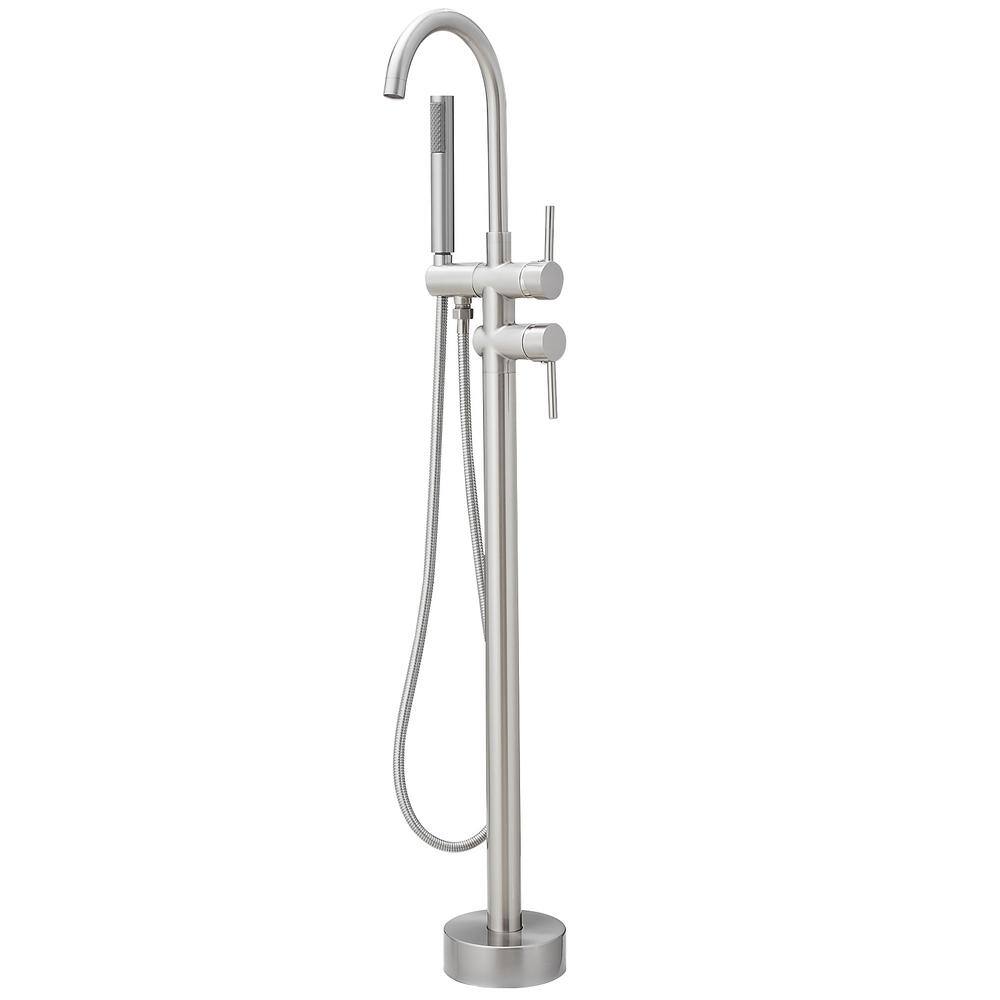 2-Handle Floor Mount Claw Foot Tub Faucet with Hand Shower in Brushed Nickel price history on PriceWatchPro