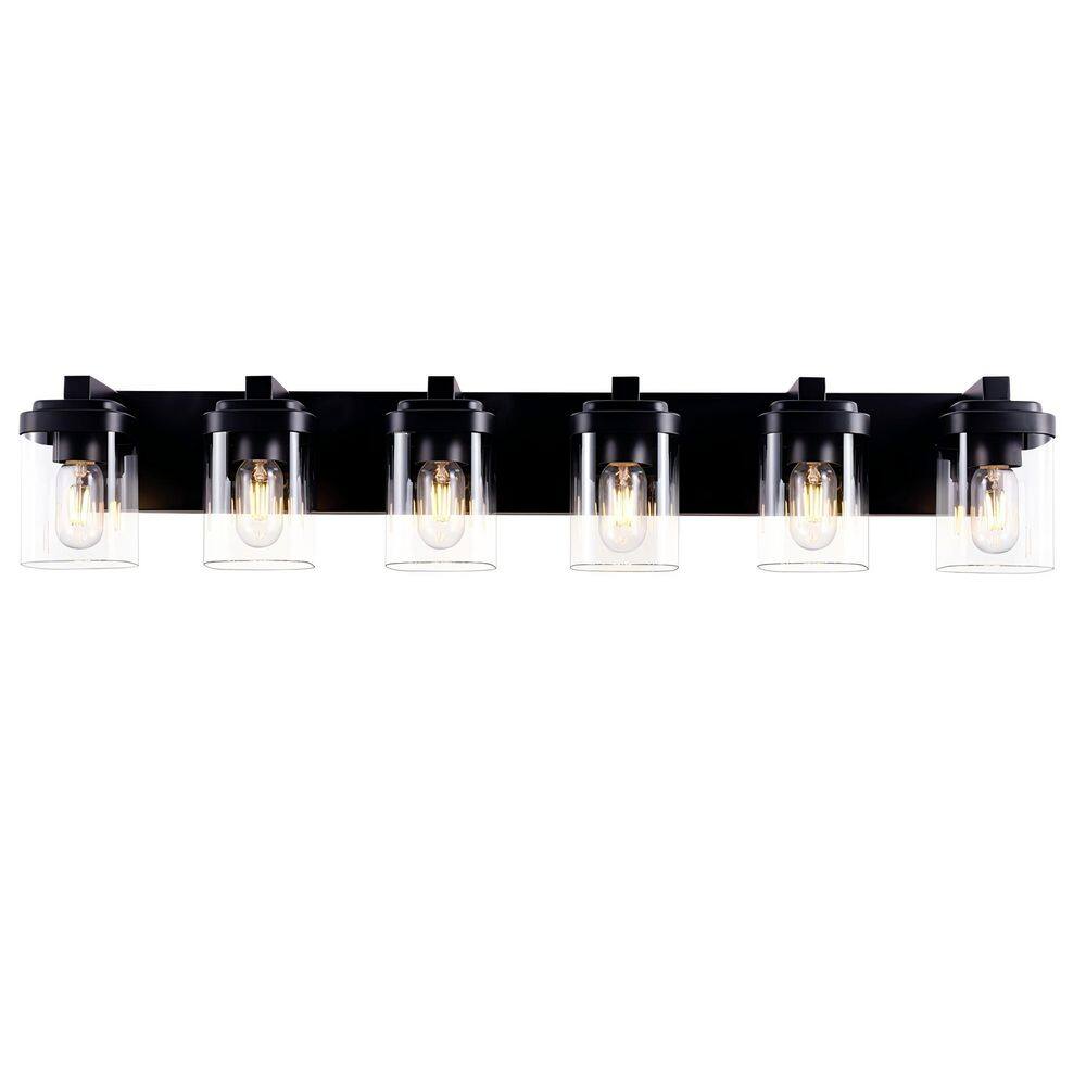 38 in. Modern 6-Light Black Vanity Light Over Mirror Bath Wall Lighting Fixtures with Clear Glass Shade price history on PriceWatchPro