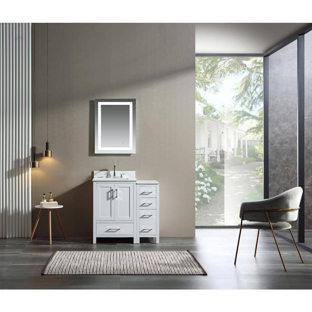 Wilton 36 in. W x 22 in. D x 34 in . H Wood Bathroom Vanity Set in White with White Marble Top with Undermount Sink price history on PriceWatchPro