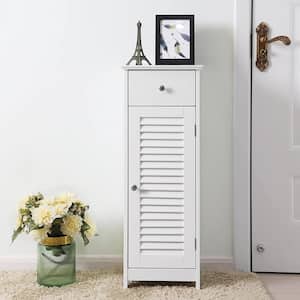 12.6 in. W x 11.8 in. D x 34.25 in. H White Linen Cabinet with Drawer and Single Shutter Door