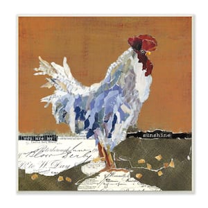 "Country Farm Chicken Collage My Sunshine Sentiment" by Carol Robinson Unframed Animal Wood Wall Art Print 12 in x 12 in