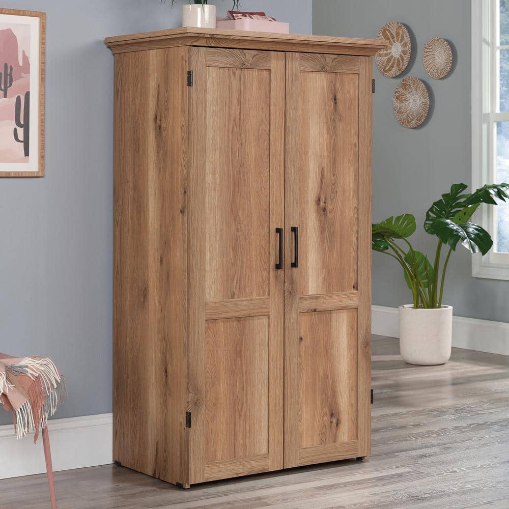 Timber Oak Brown Storage Craft and Sewing Armoire