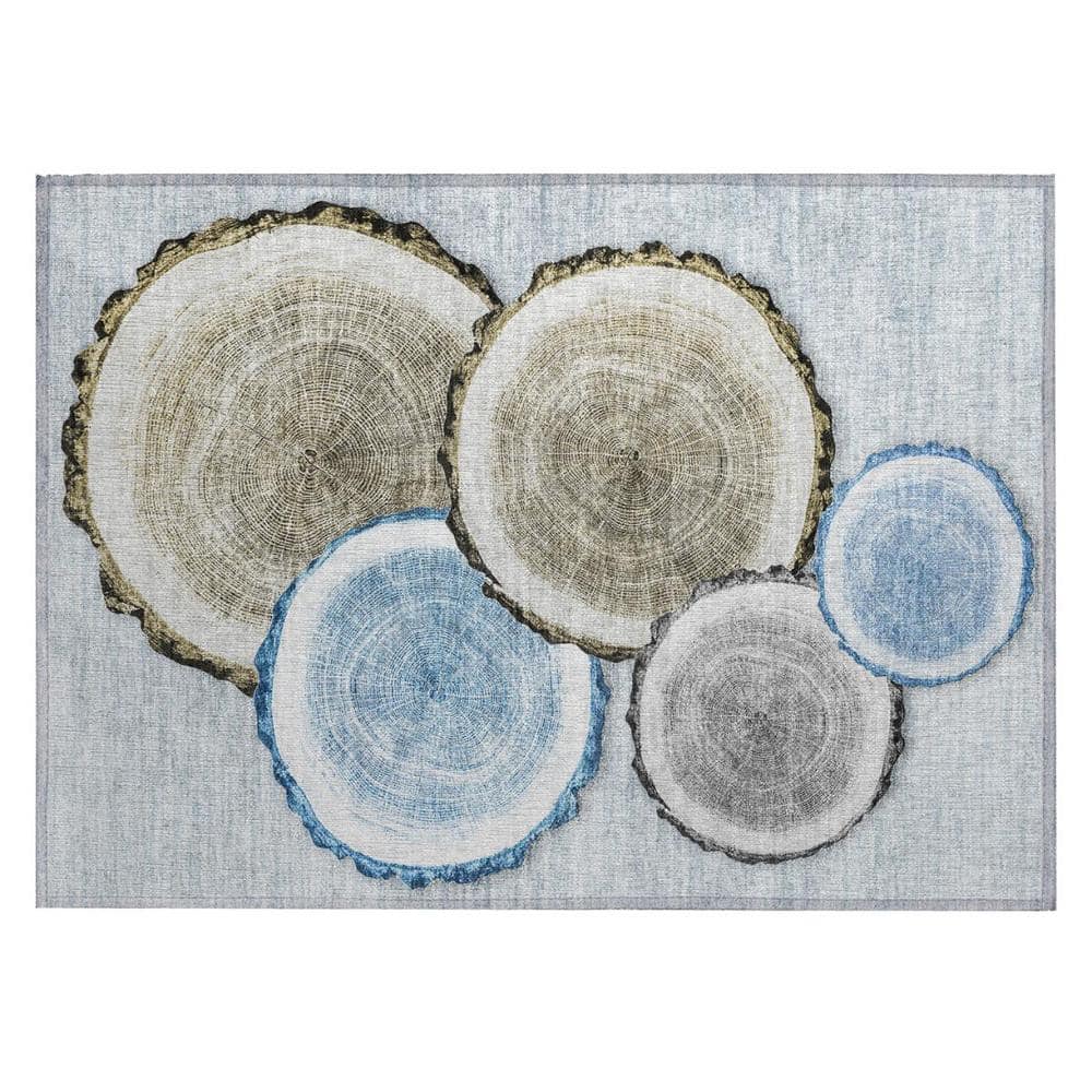 Blue Gold and Gray 2 ft. x 3 ft. Woven Geometric Rectangle Indoor/Outdoor Area Rug price history on PriceWatchPro