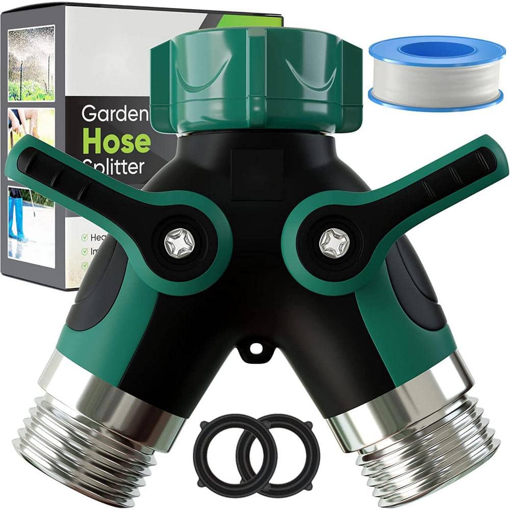 Hose Splitter 2-Way, Heavy-Duty Metal Connector, 2-Way Garden Hose Splitter