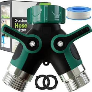 Hose Splitter 2-Way, Heavy-Duty Metal Connector, 2-Way Garden Hose Splitter, High Flow Spigot Faucet Bib Adapter