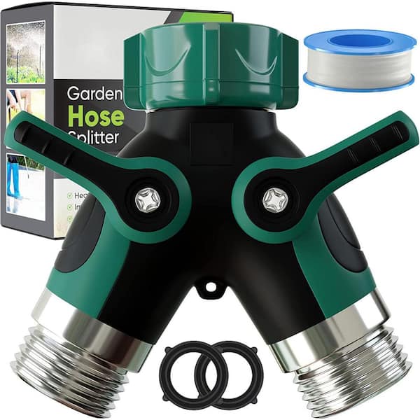 Cubilan Hose Splitter 2-Way, Heavy-Duty Metal Connector, 2-Way Garden Hose Splitter, High Flow Spigot Faucet Bib Adapter